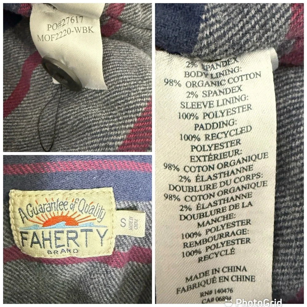 Faherty Stretch Gray Blanket Lined CPO Shirt Jacket Workwear Men's Small